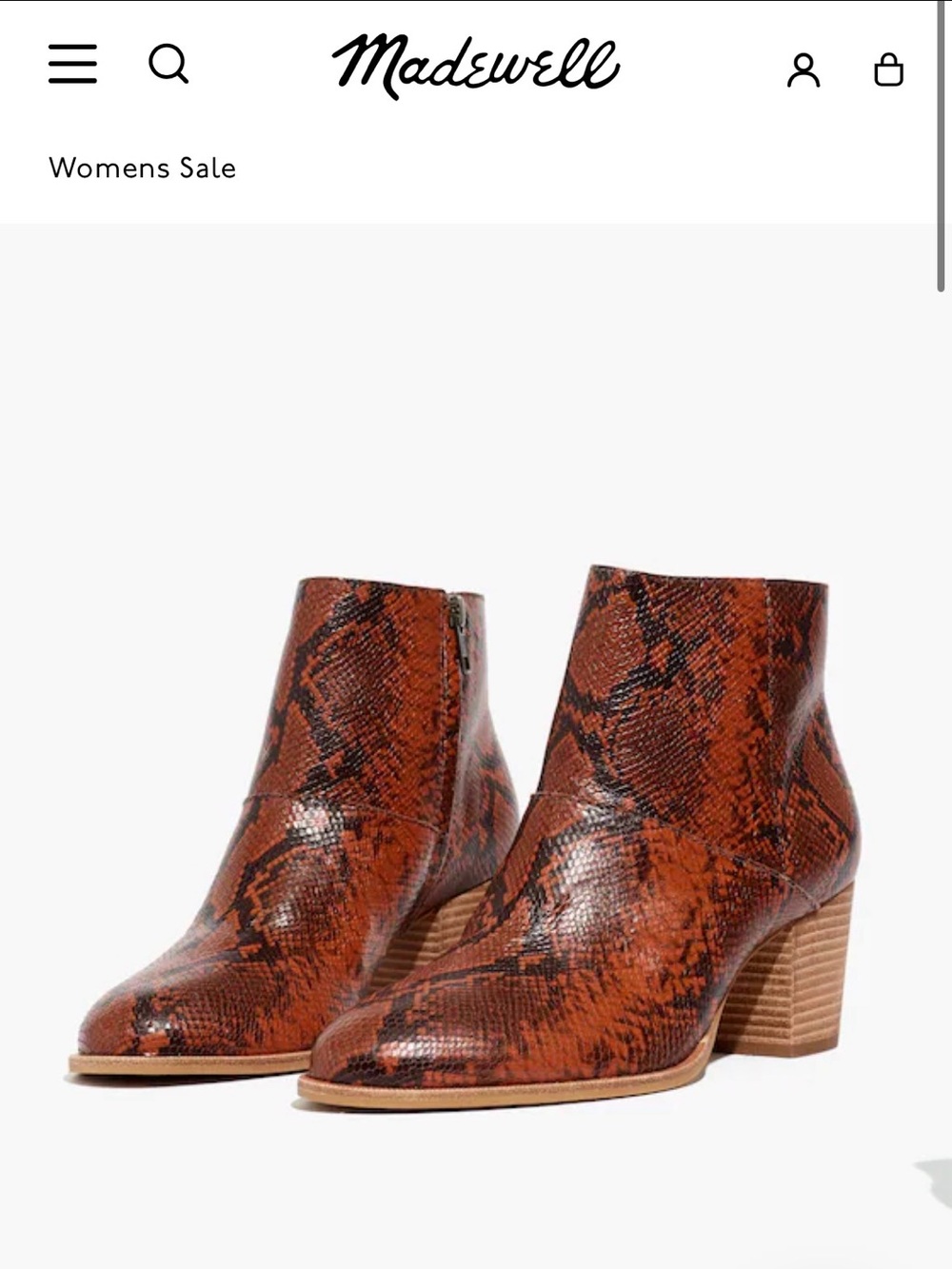 Madewell Rosie Ankle Boot in Snake Embossed Leather
